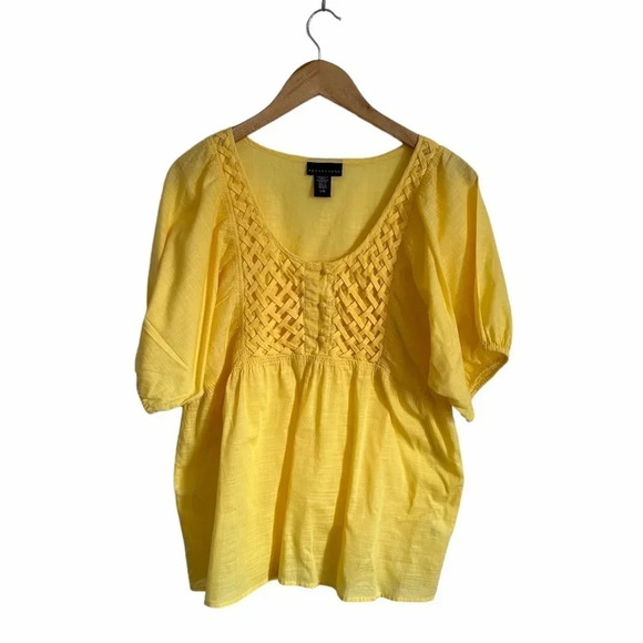 Apostrophe Yellow 100% Cotton light weight blouse in size Large - Picture 1 of 7